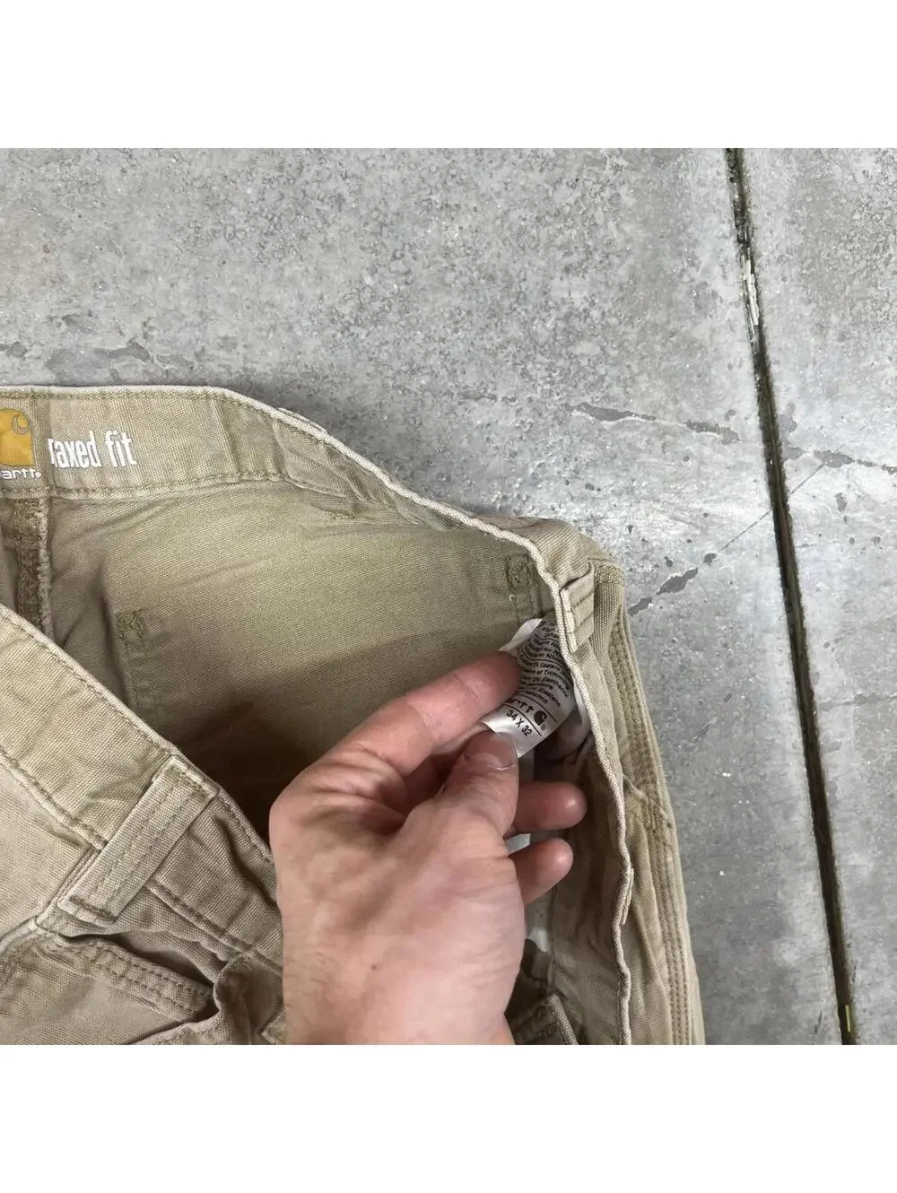 vintage carhartt beige relaxed fit cargo pants size 34 x 32